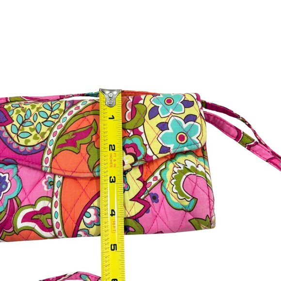 Vera Bradley Strap Wallet Pink Multicolor Quilted Cotton Crossbody Bag New With - Picture 5 of 7